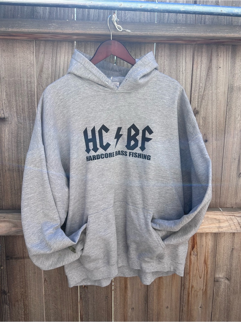 Hardcore Bass Fishing Gray Men's Hoodie Y2K Bassaholics style Fishing clothes